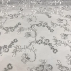 Basil Leaf Embroidery Table Runner in White