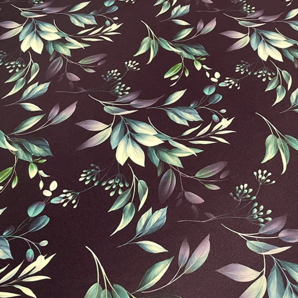 Bayside Leaf (Poly Print) Table Linen in Green/Black
