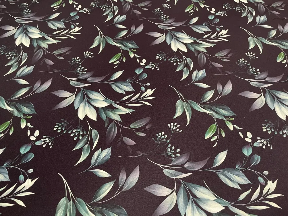 Bayside Leaf (Poly Print) Table Linen in Green/Black