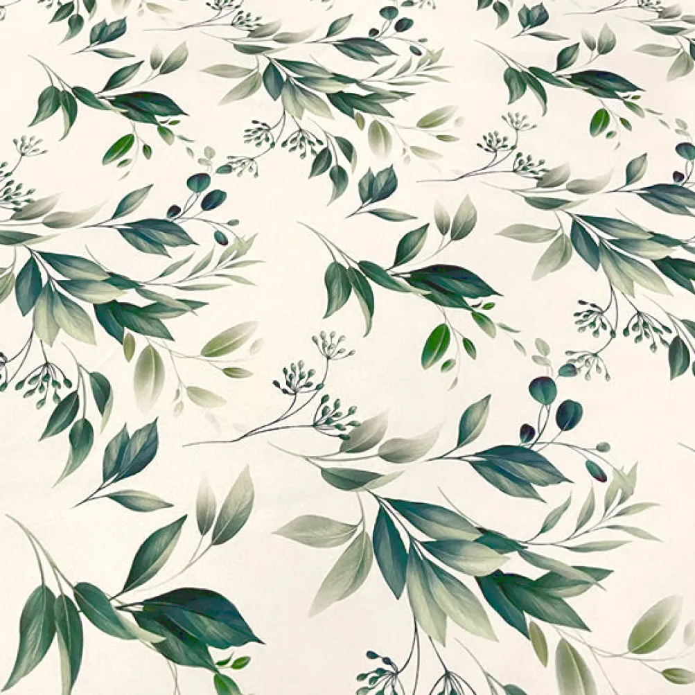 Bayside Leaf (Poly Print) Table Runner in Green/White