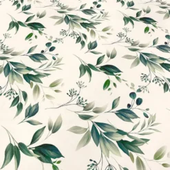 Bayside Leaf (Poly Print) Table Linen in Green/White