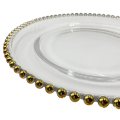 Beaded - Glass Charger Plate in Gold (Item # 0239)