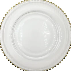 Beaded - Glass Charger Plate in Gold (Item # 0239)