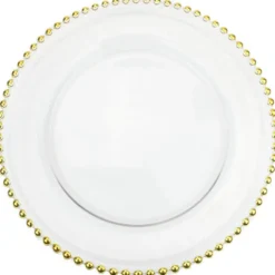 Beaded - Glass Charger Plate in Gold (Item # 0239)