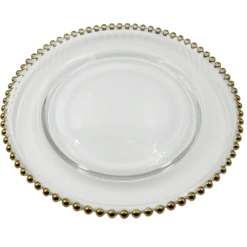 Beaded - Glass Charger Plate in Gold (Item # 0239)