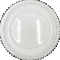 Beaded - Glass Charger Plate in Silver (Item # 0239)