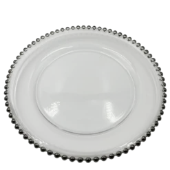 Beaded - Glass Charger Plate in Silver (Item # 0239)