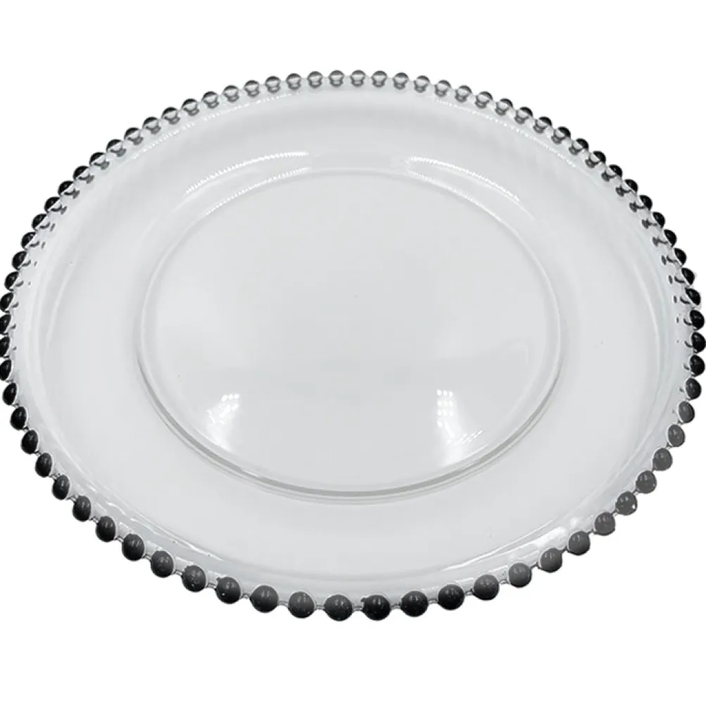 Beaded - Glass Charger Plate in Black (Item # 0239)