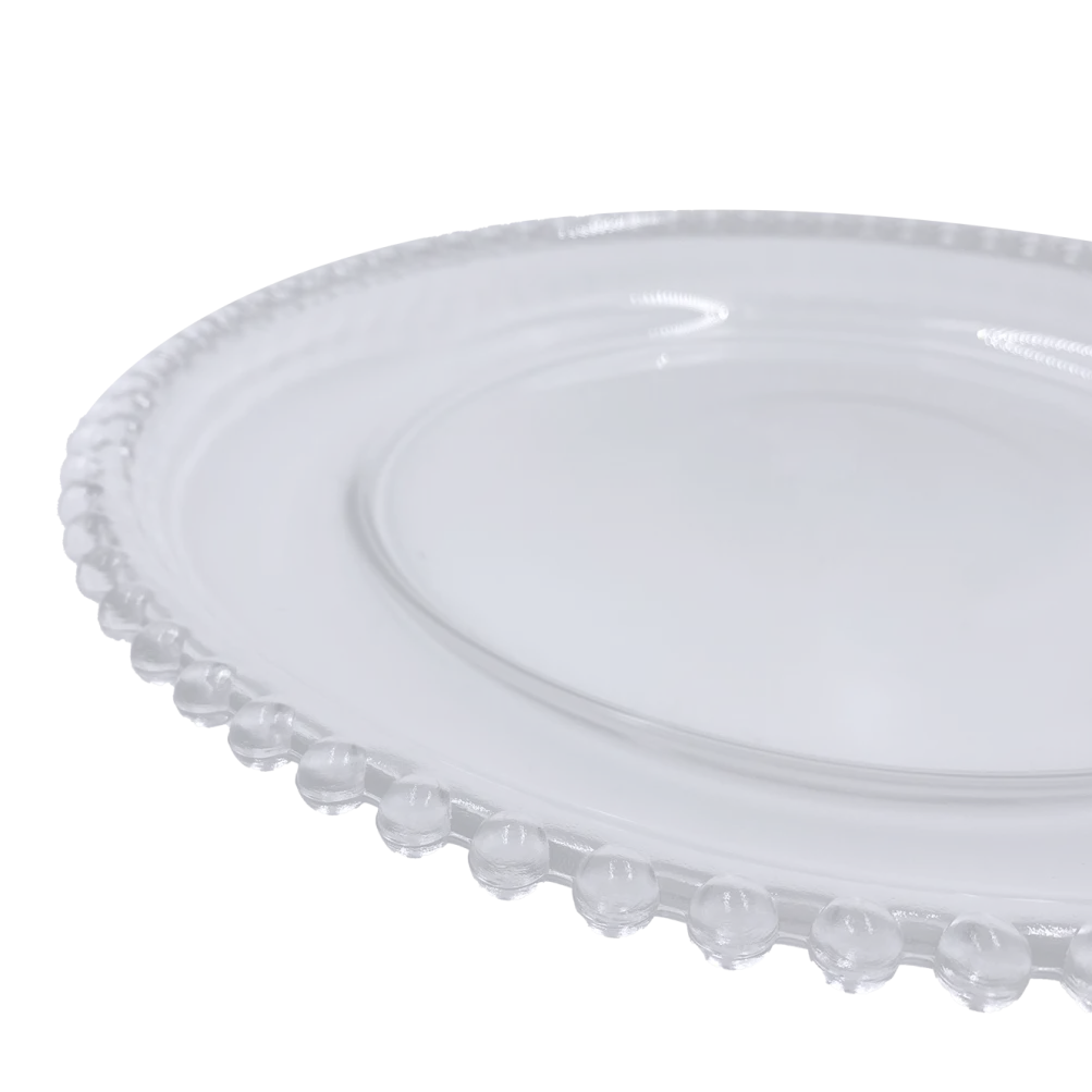 Beaded - Glass Charger Plate in Clear (Item # 0239)