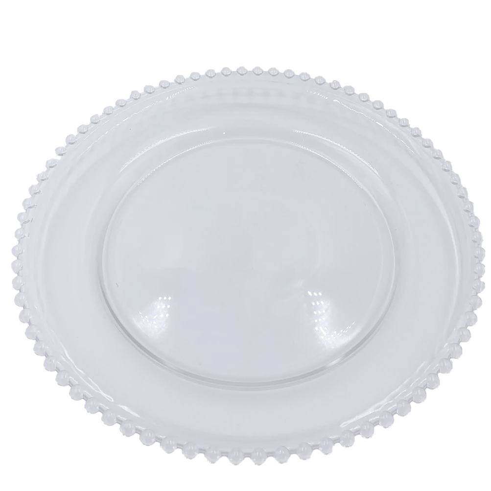 Beaded - Glass Charger Plate in Clear (Item # 0239)