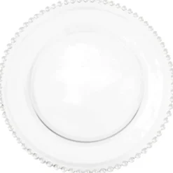 Beaded - Glass Charger Plate in Clear (Item # 0239)