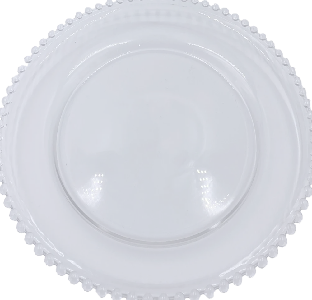 Beaded - Glass Charger Plate in Clear (Item # 0239)