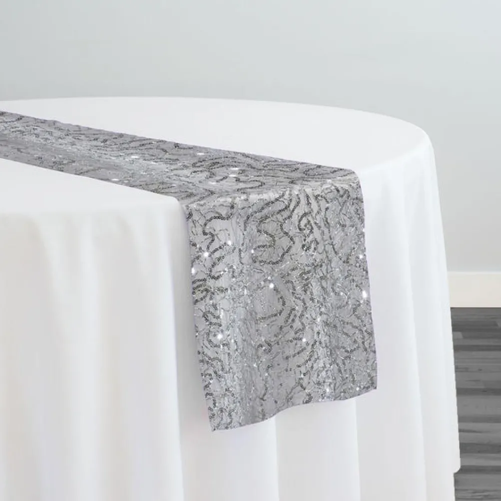 Bedazzle Table Runner in Silver White
