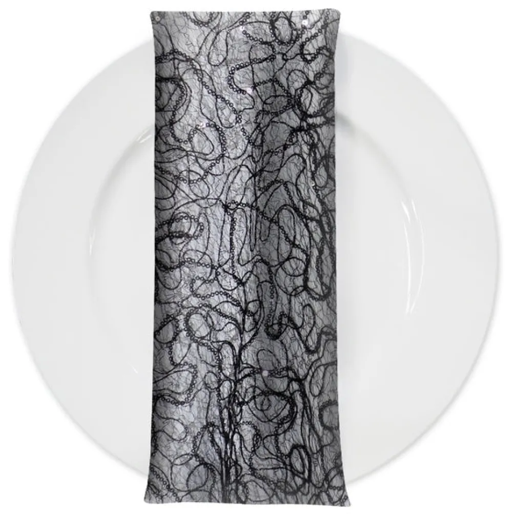 Bedazzle (w/ Poly Lining) Table Napkin in Black