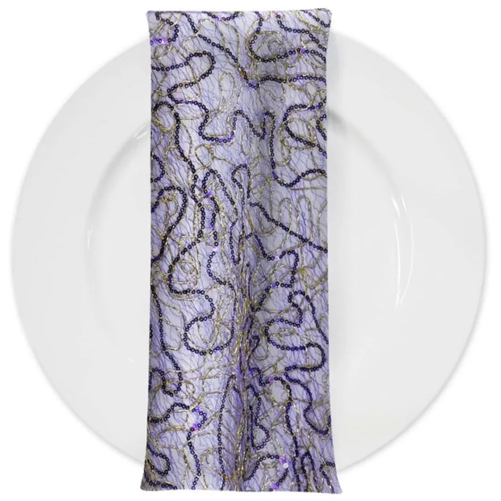 Bedazzle (w/ Poly Lining) Table Napkin in Purple Gold