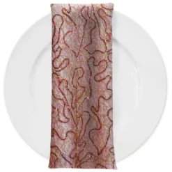 Bedazzle (w/ Poly Lining) Table Napkin in Red Gold