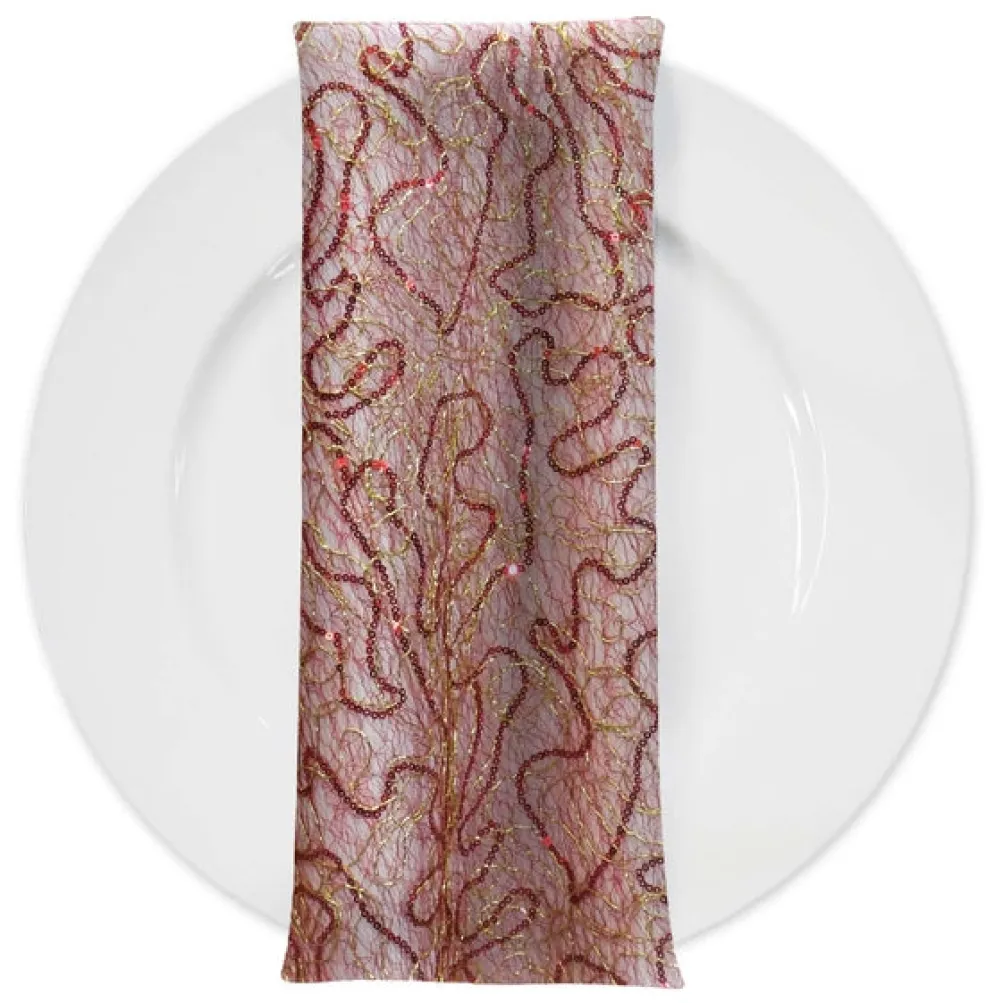 Bedazzle (w/ Poly Lining) Table Napkin in Red Gold