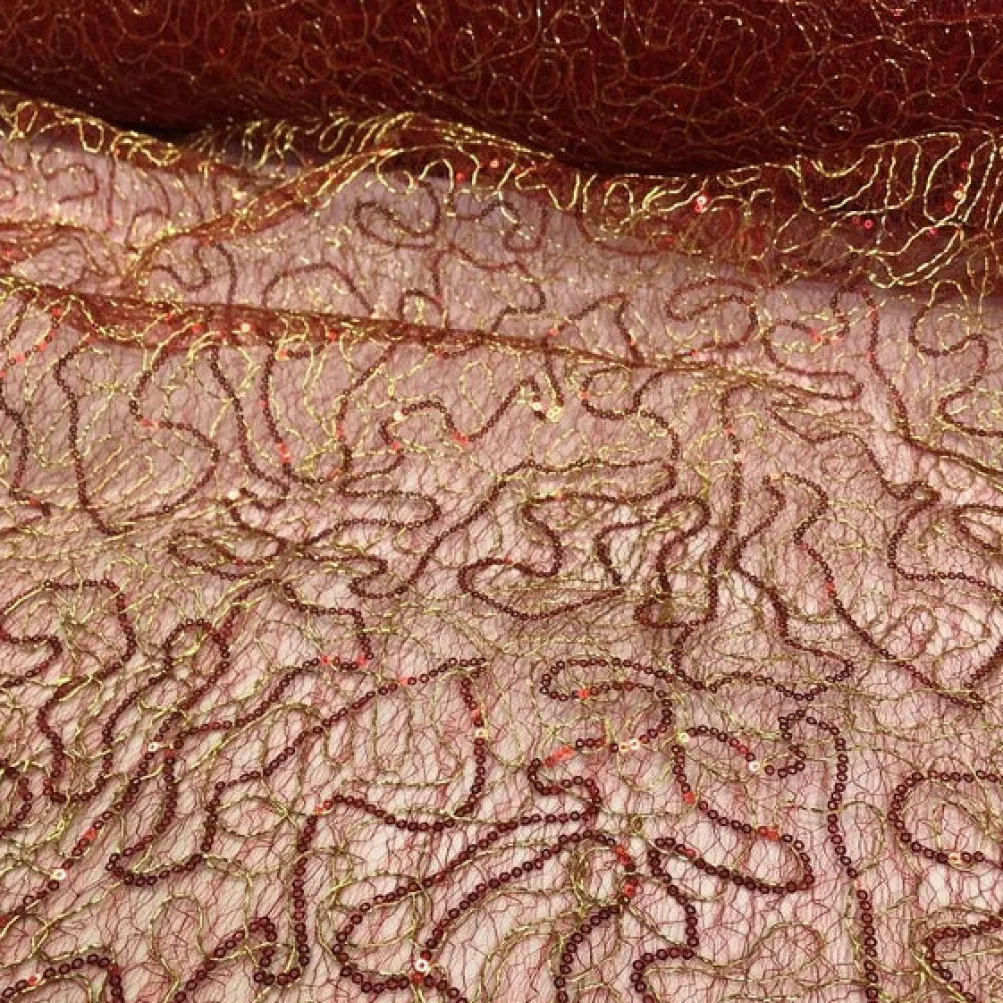 Bedazzle (w/ Poly Lining) Table Napkin in Red Gold