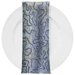 Bedazzle (w/ Poly Lining) Table Napkin in Turquoise Gold