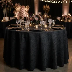 Bella Crepe Table Linen in Black