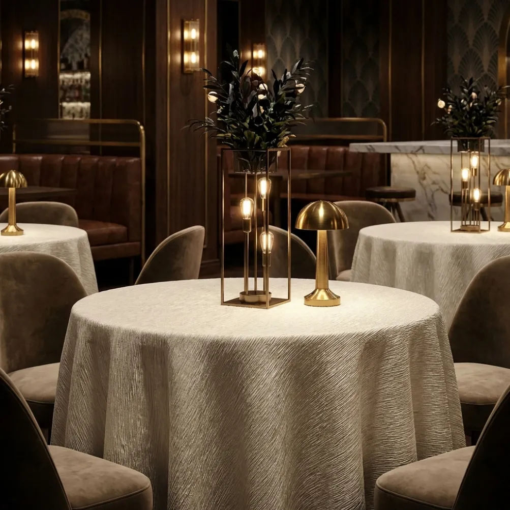 Bella Crepe Table Linen in Bone