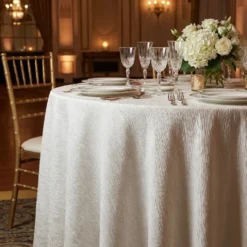 Bella Crepe Table Linen in Ivory