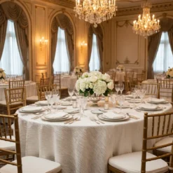 Bella Crepe Table Linen in Ivory