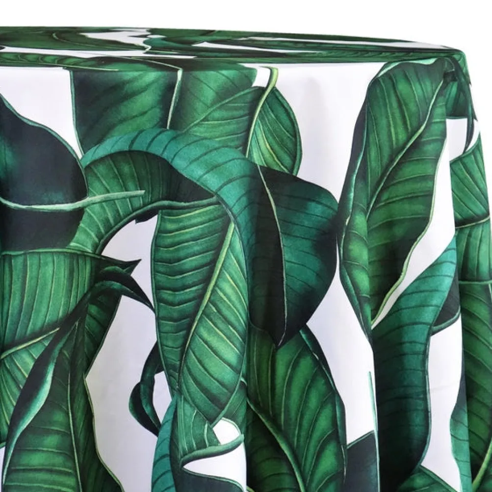 Beverly (Poly Print) Table Linen in Green/White