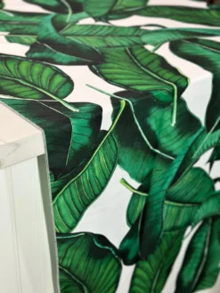 Beverly (Poly Print) Table Linen in Green/White