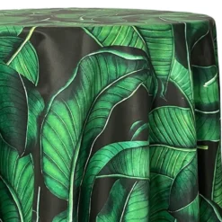 Beverly (Poly Print) Table Linen in Green/Black