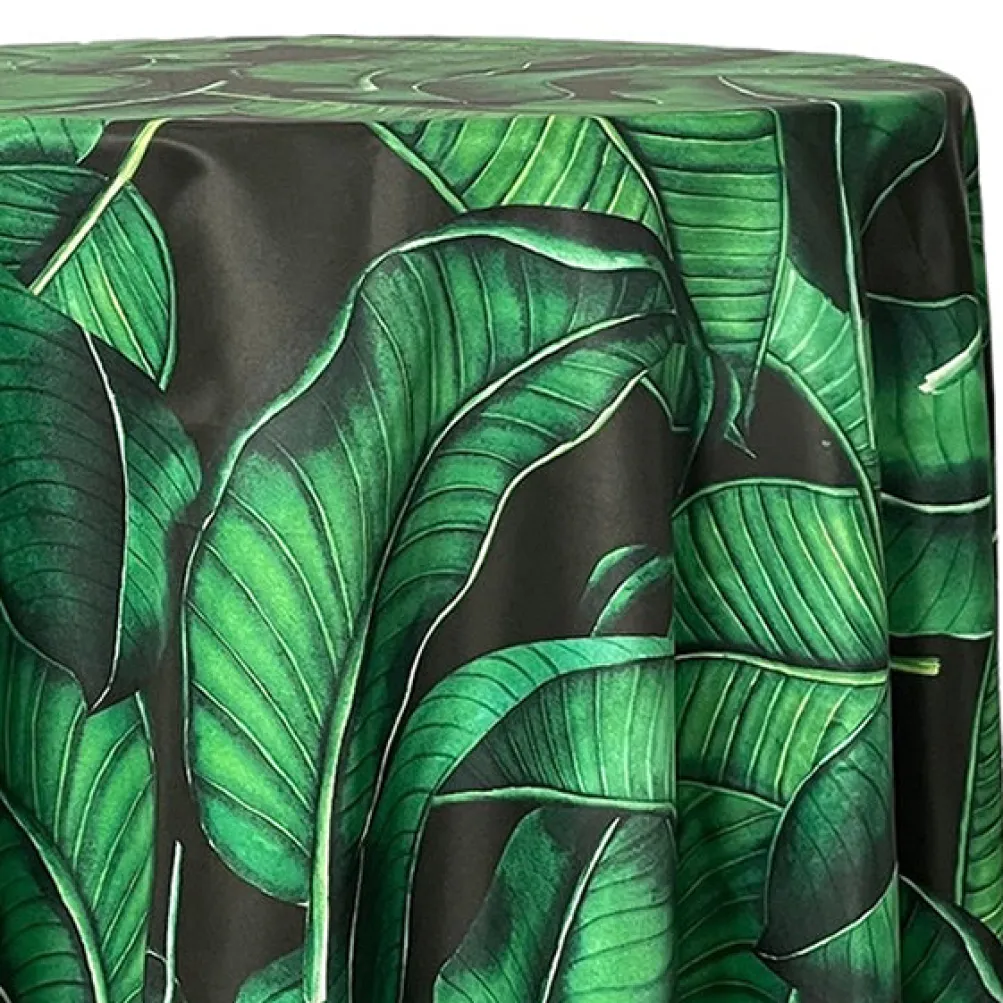 Beverly (Poly Print) Table Linen in Green/Black