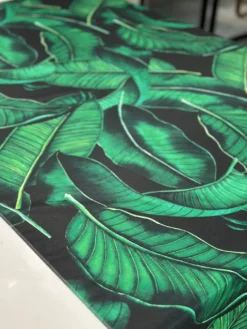 Beverly (Poly Print) Table Linen in Green/Black