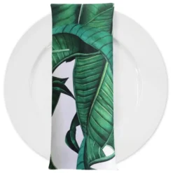 Beverly (Poly Print) Table Napkin in Green/White