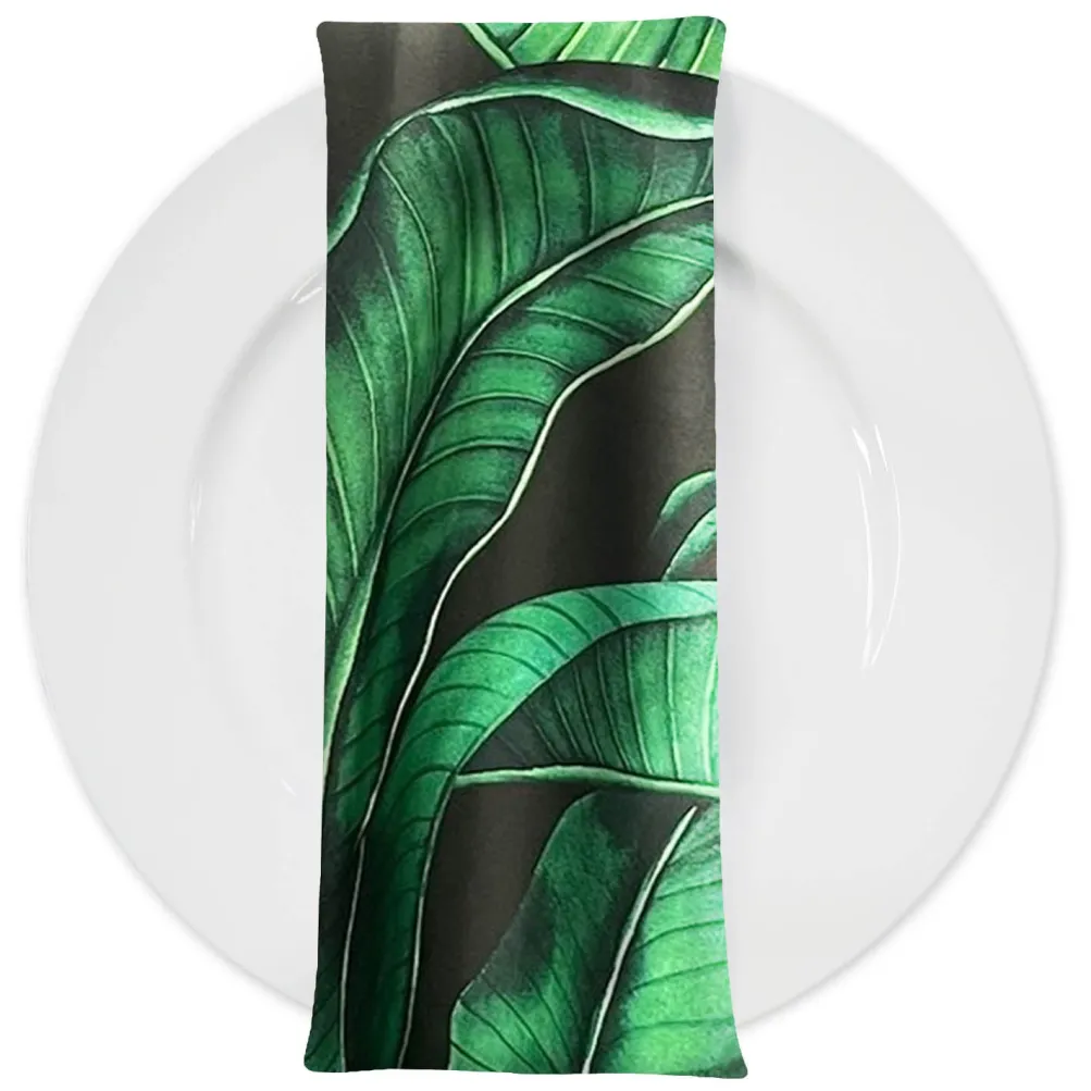 Beverly (Poly Print) Table Napkin in Green/Black