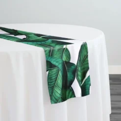 Beverly (Poly Print) Table Runner in Green/White