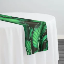 Beverly (Poly Print) Table Runner in Green/Black