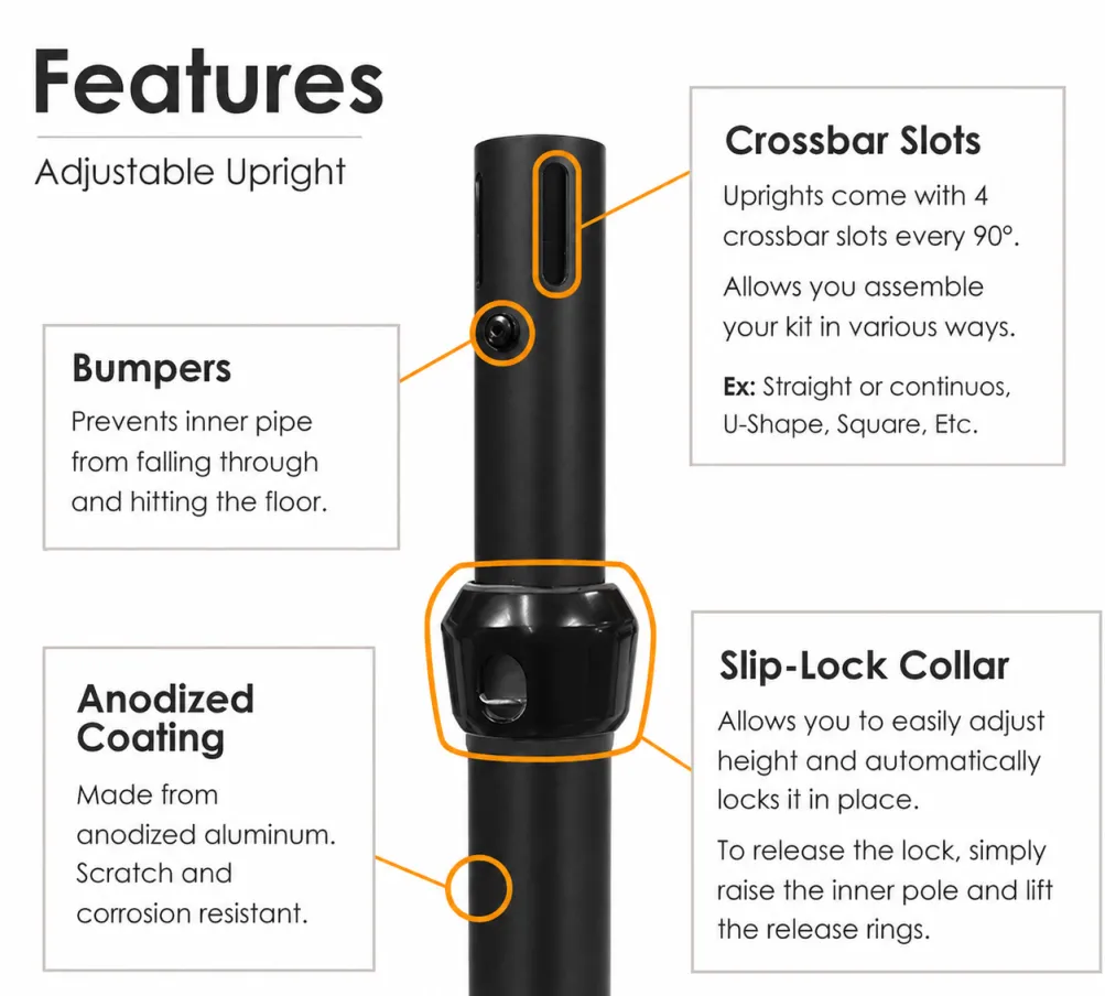 Black Anodized Uprights & Crossbars