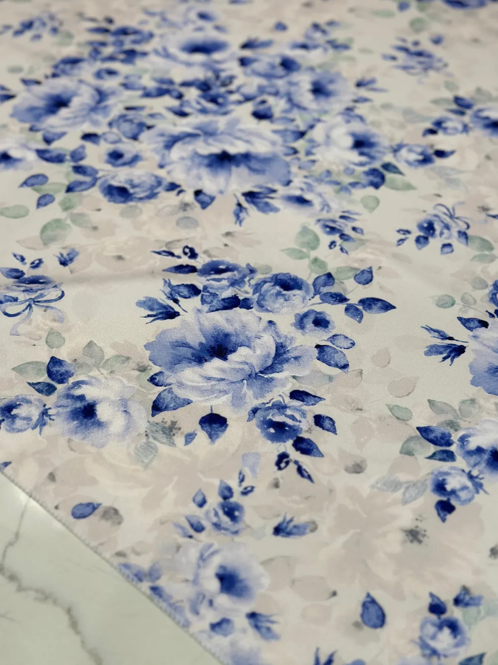 Blue Flora (Poly Print) Table Linen