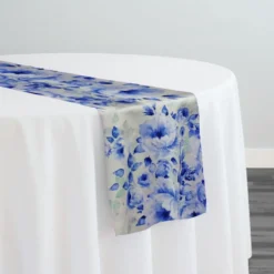 Blue Flora (Poly Print) Table Runner