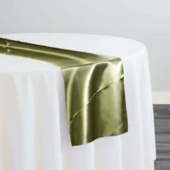 Bridal Satin Table Runner in Dark Olive 553