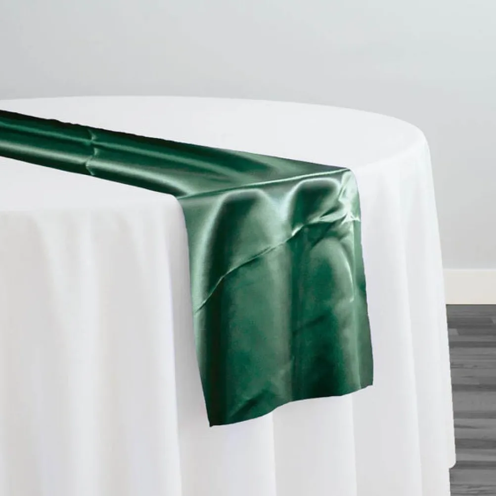Bridal Satin Table Runner in Hunter Green 38