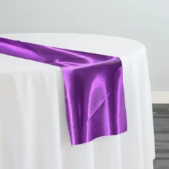 Bridal Satin Table Runner in Plum 555