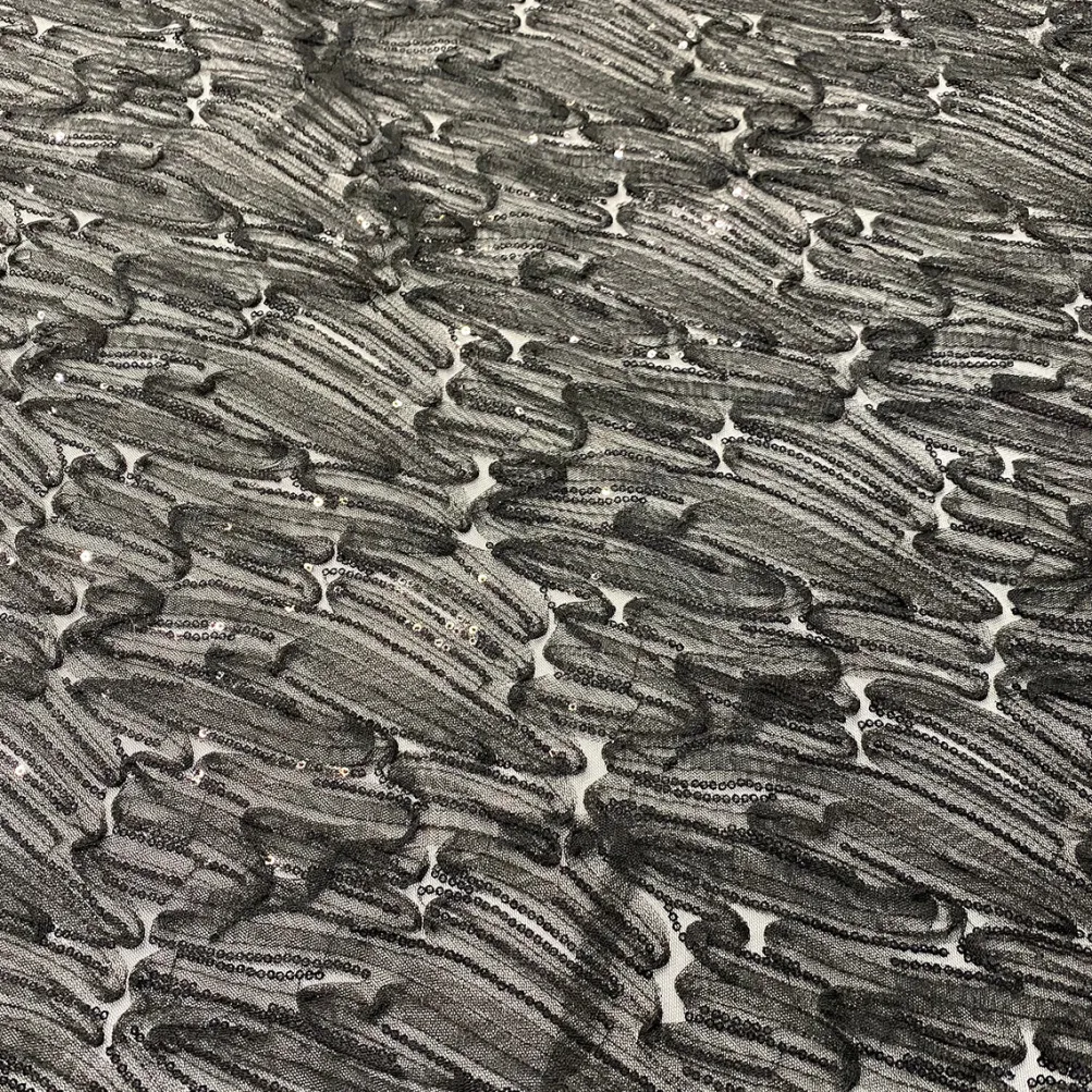 Brilliant Sheer Sequins Table Runner in Black