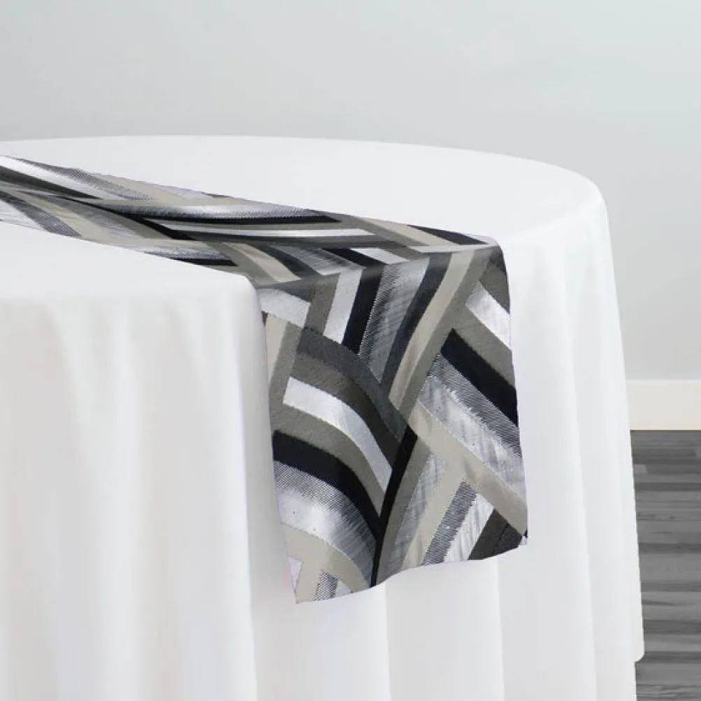 Broadway Jacquard (Reversible) Table Runner in Black