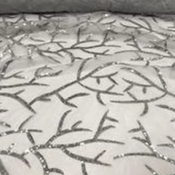 Brooks Sequins Table Linen in Silver and Silver