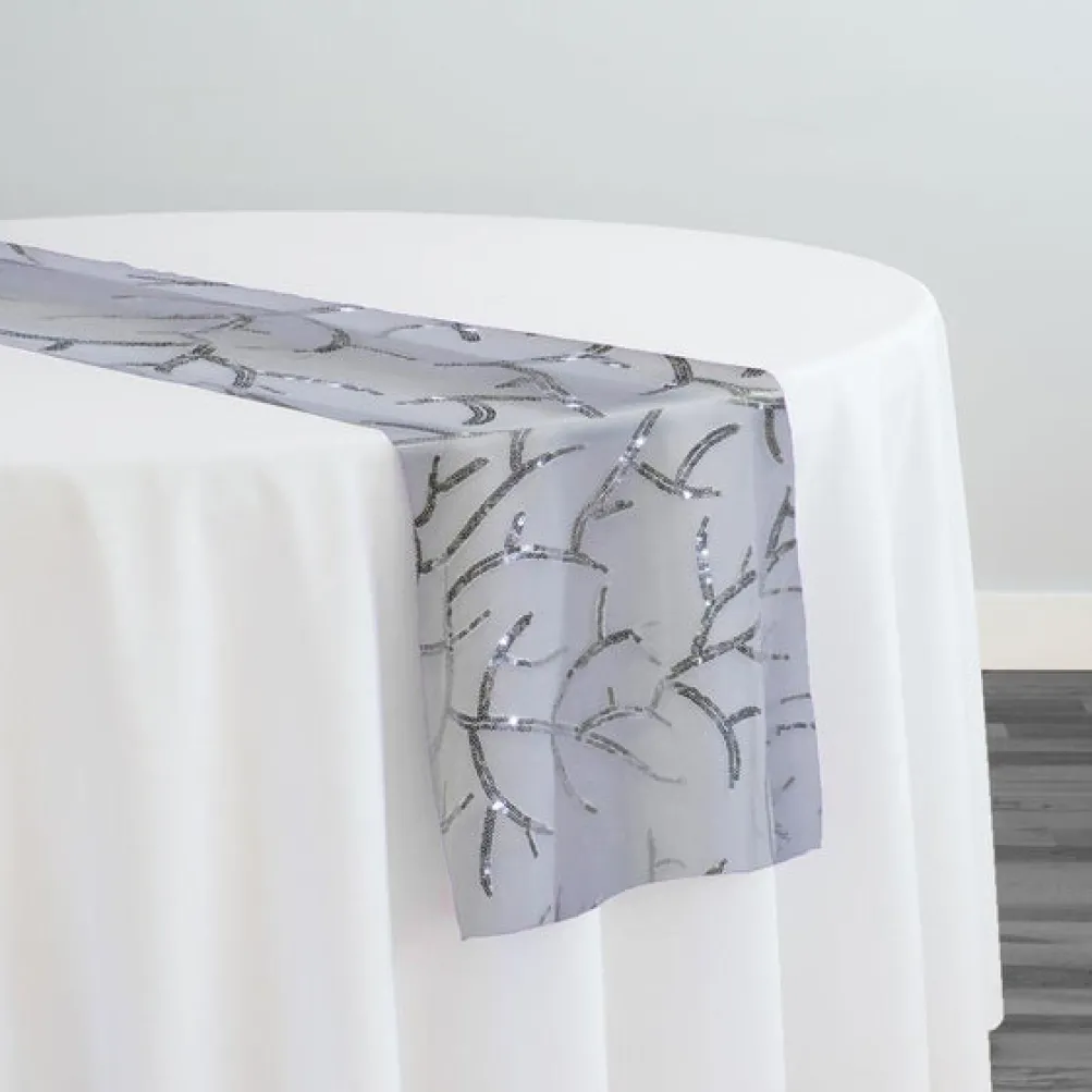 Brooks Sequins Table Runner in Silver and White