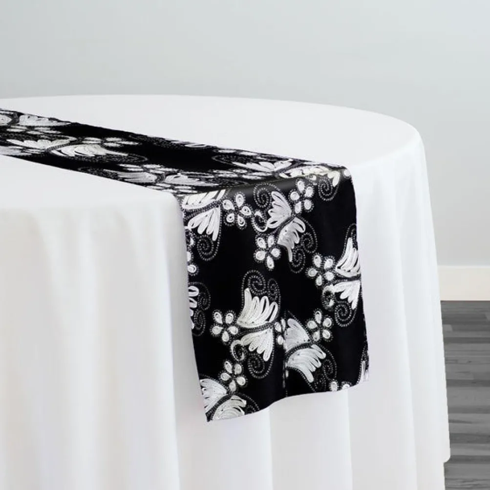 Butterfly Lace Table Runner in Black