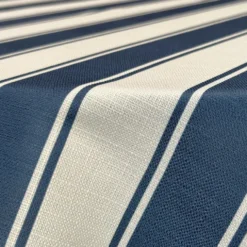 Cabana Stripe (Slub Print) Table Linen in Navy / White