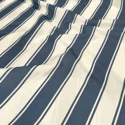 Cabana Stripe (Slub Print) Table Linen in Navy / White