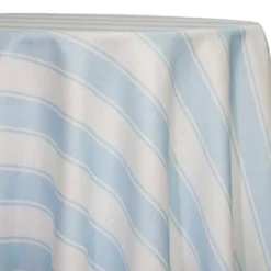 Cabana Stripe (Slub Print) Table Linen in Lt Blue / White